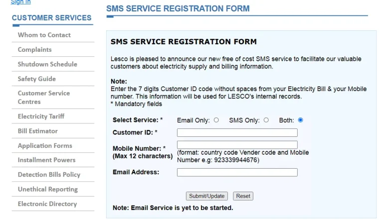 lesco-sms-registration